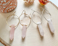 Rose Quartz Earrings | Mini-Goddess Gemstone Hoops