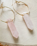 Rose Quartz Earrings | Mini-Goddess Gemstone Hoops