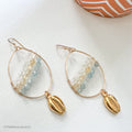 14kt Gold Gemstone Cowrie Shell Earrings